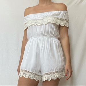 White Mexican crochet lace romper